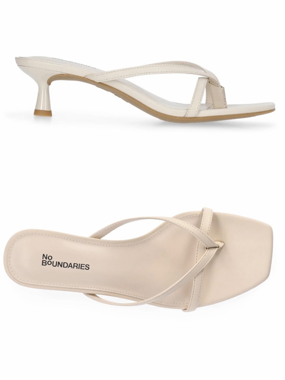 No Boundaries Kitten Heel Sandals Women’s Size 10 Bone White Slip On NIB - Picture 2 of 10